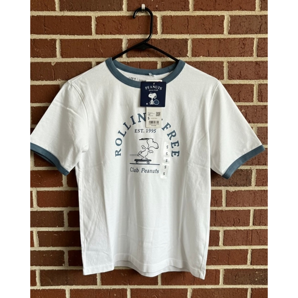 Women's UNIQLO Peanuts Rolling Free White blue 241-471134